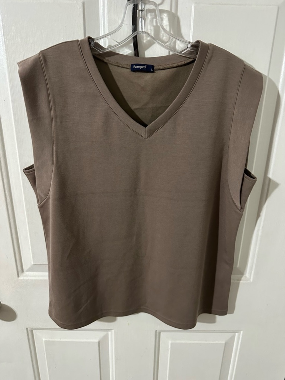 Spense V-Neck Sleeveless Tank Top in Taupe